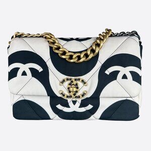 Chanel Black & White CC Fabric Medium 19 Flap Bag